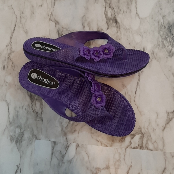 purple floral sandals